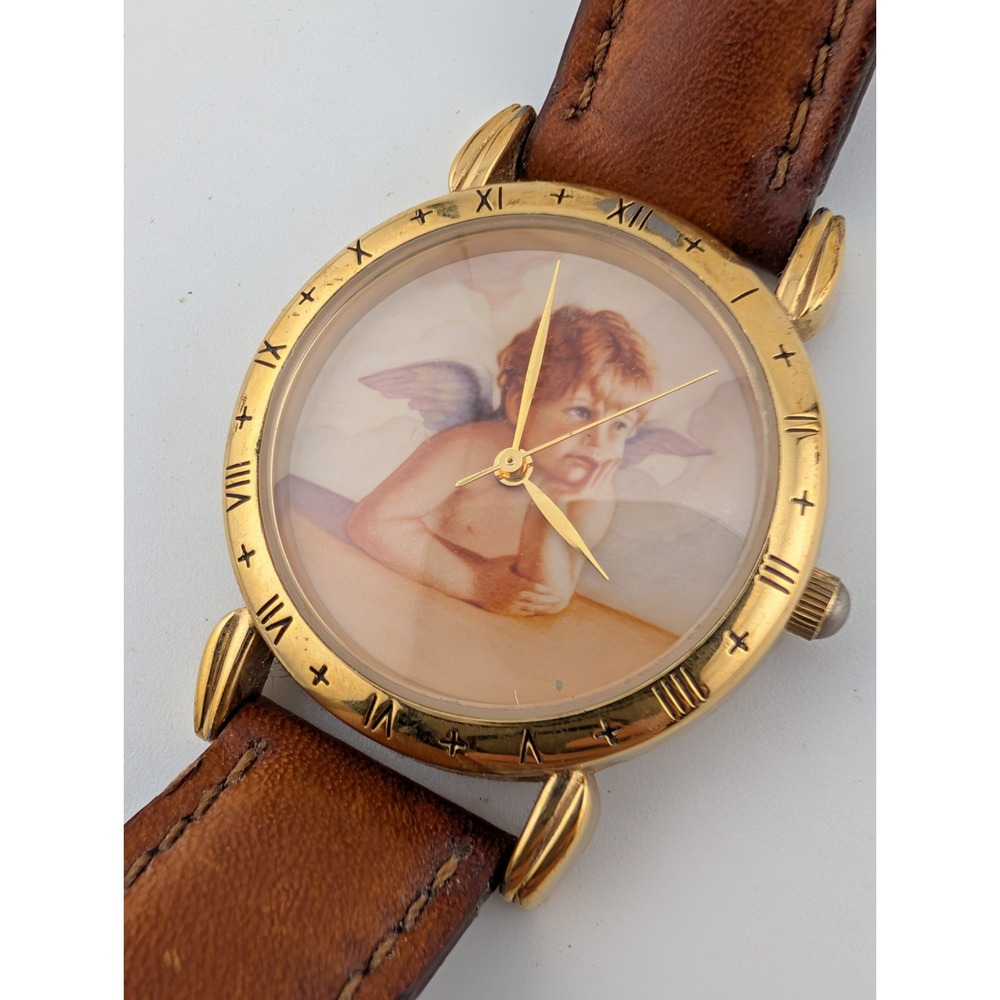 Divine Time By Relic Watch Women Angel Of Patience Leather Band- New Battery